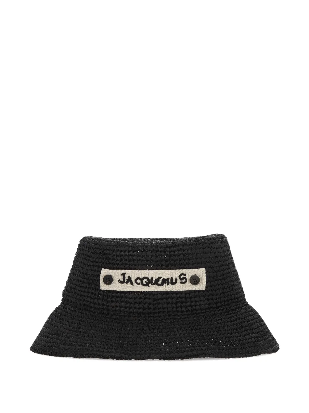 Jacquemus The Plage logo-patch woven bucket hat - Nero