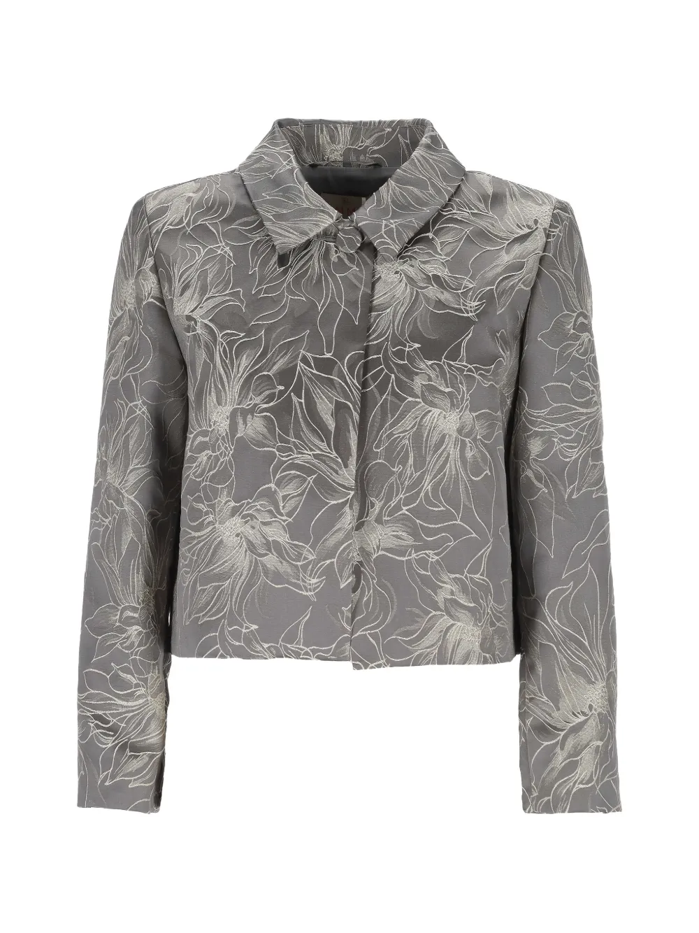 Marella Floral-jacquard Cropped Jacket In Multi