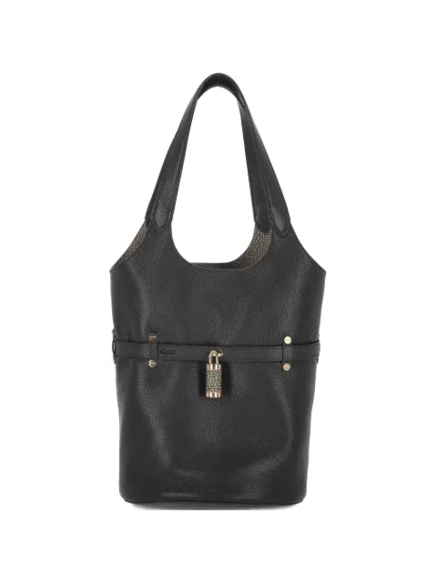 Borbonese small Premiere padlock-detail pebbled-leather shoulder bag