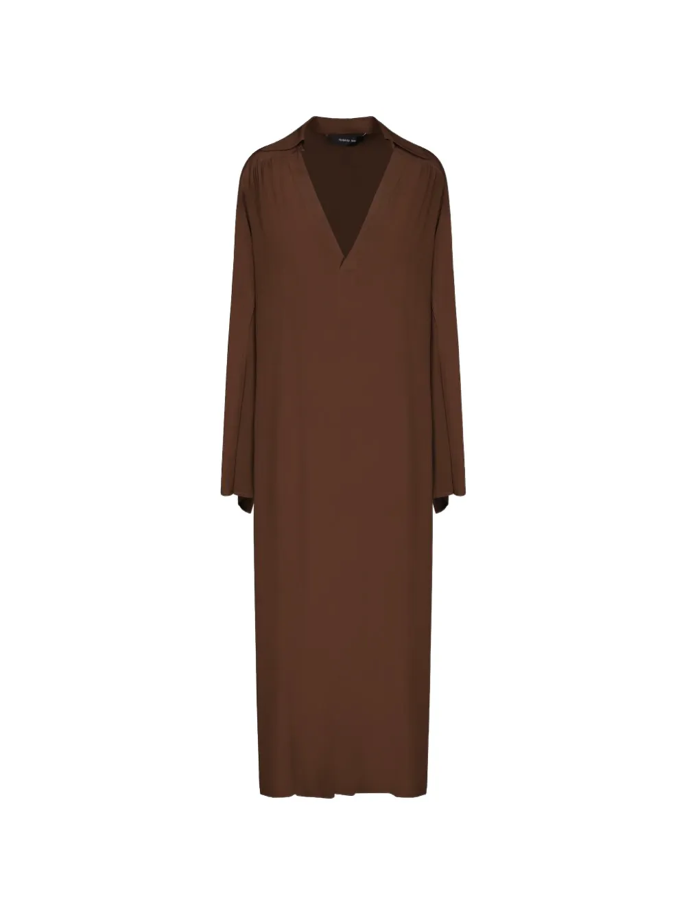 Federica Tosi V-neck long-sleeve midi dress - Marrone
