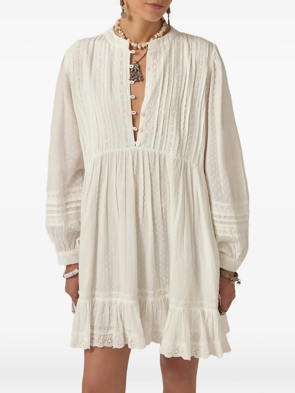 MAISON HOTEL Francesca plumeti-cotton mini dress - Bianco