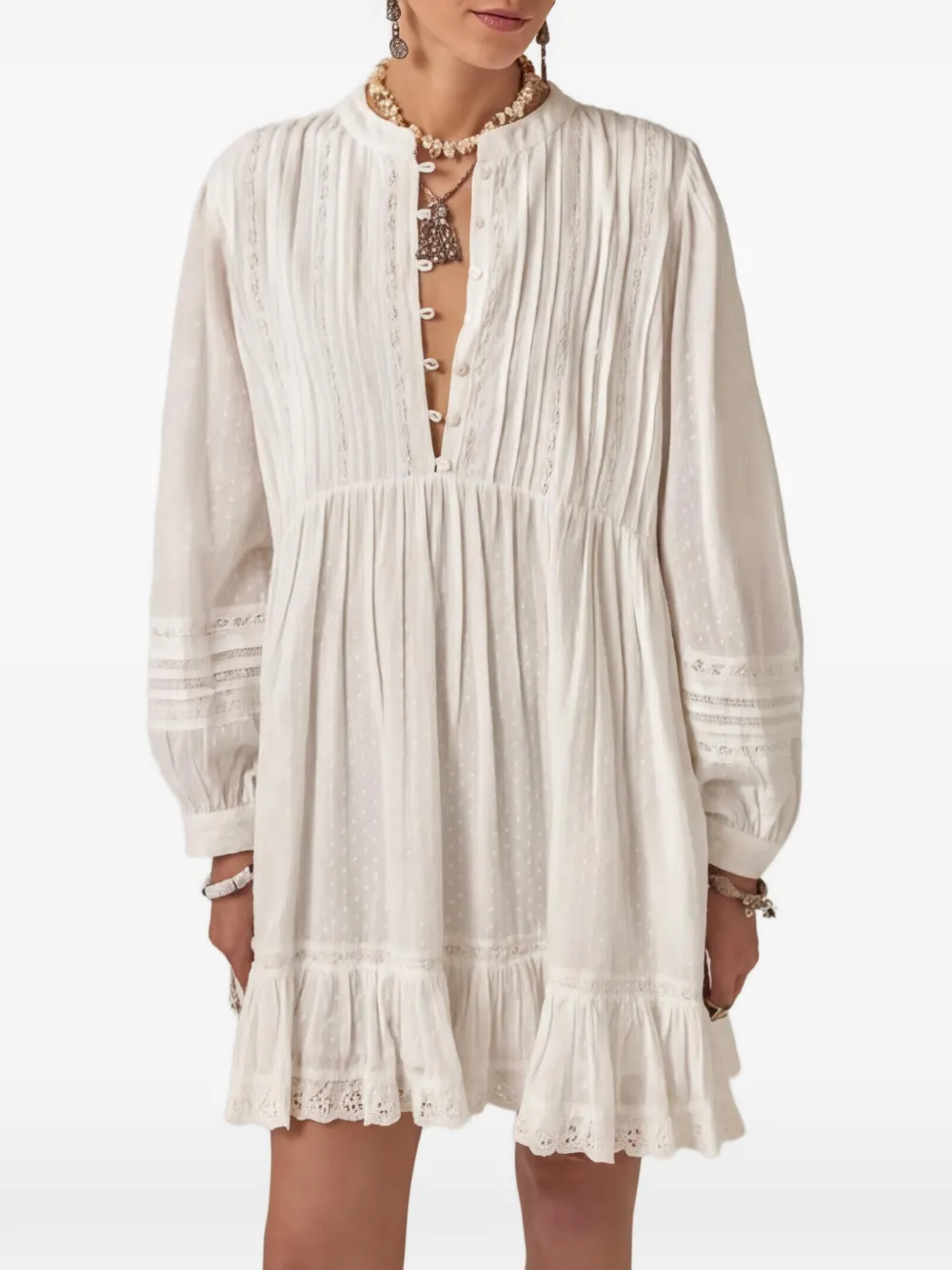 MAISON HOTEL Francesca plumeti-cotton mini dress - Bianco