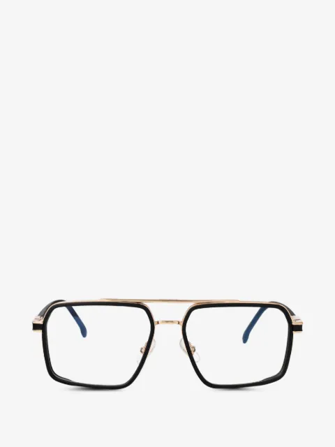 Carrera lentes con doble puente y armazón geométrico