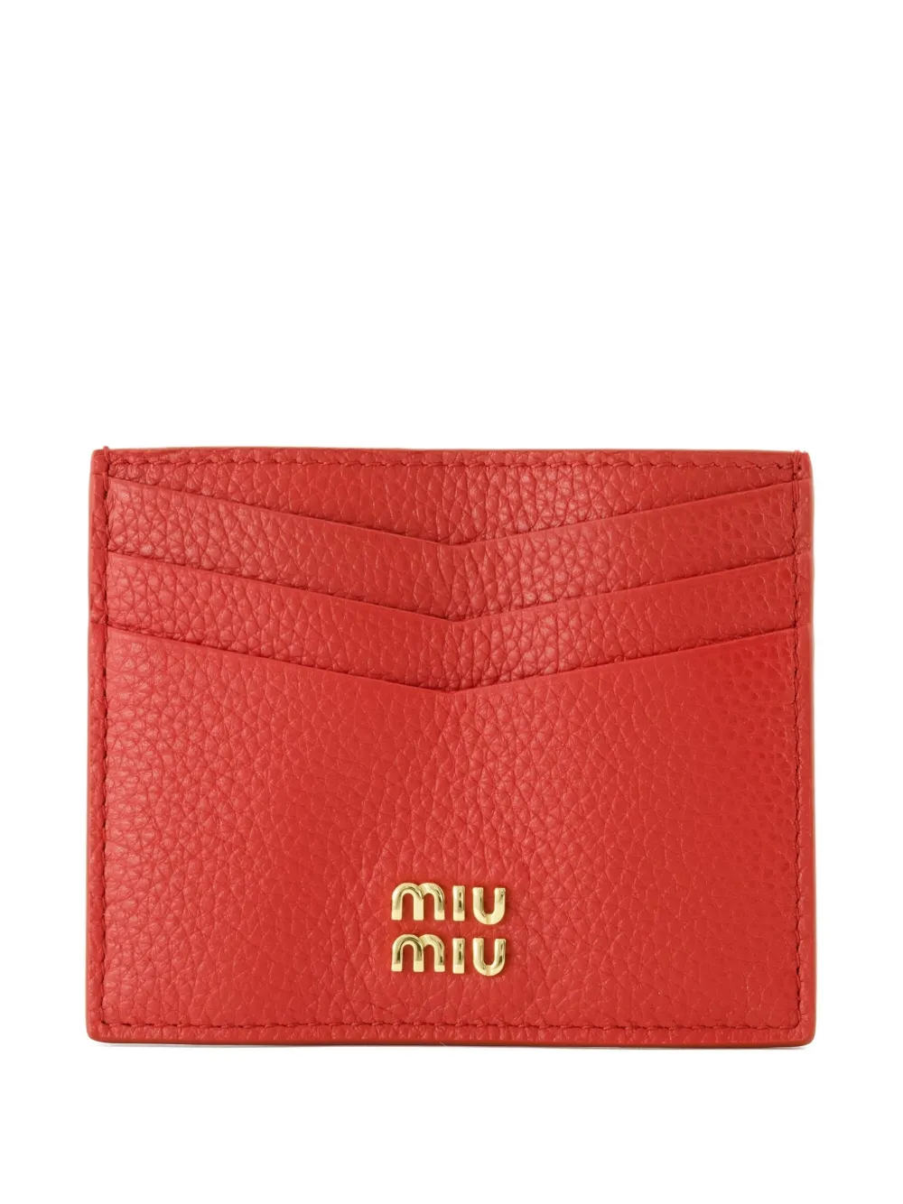 Miu Miu logo-lettering grained-leather cardholder - Rosso
