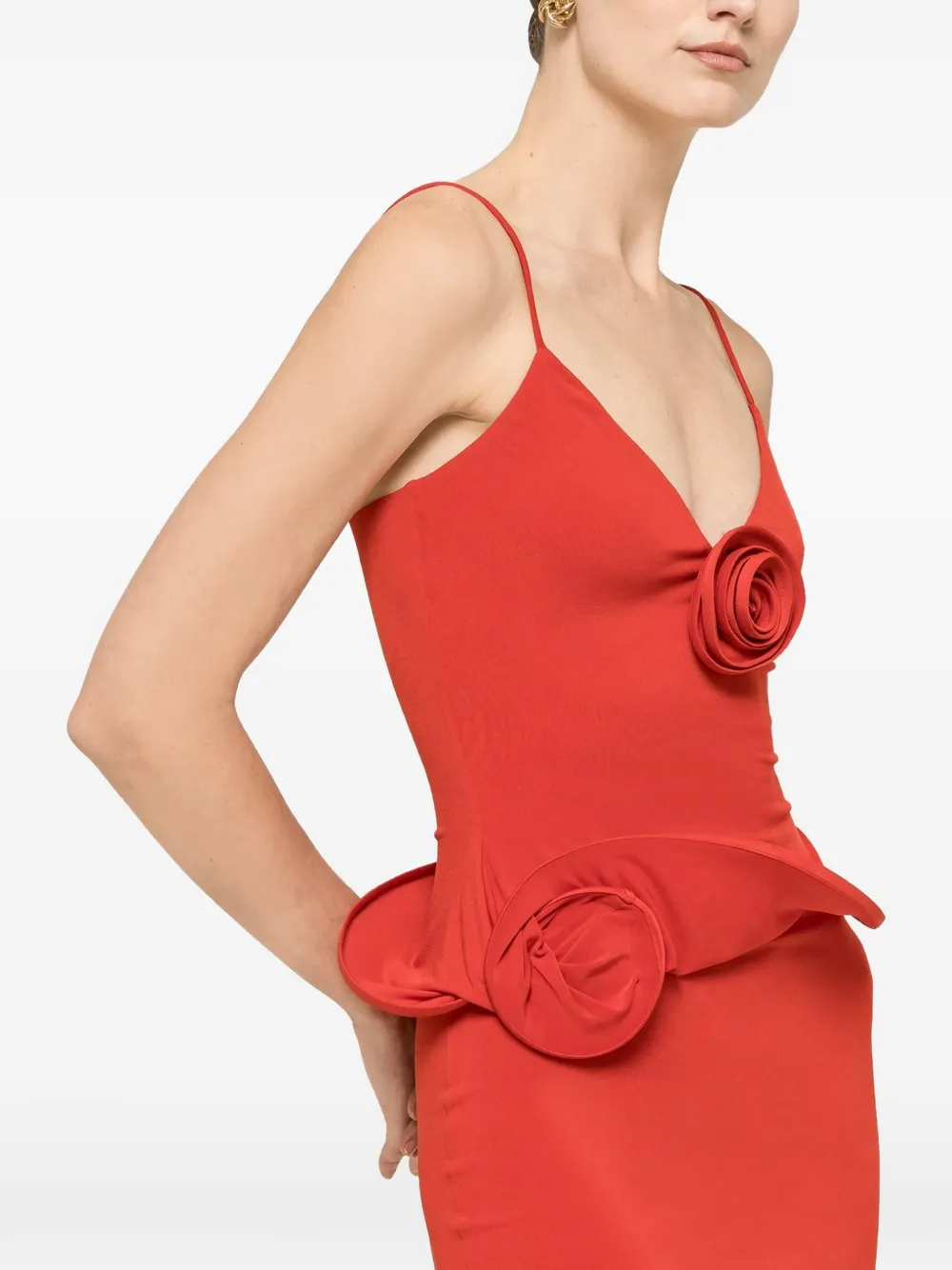 NISSA Jurk met bloemenpatch Rood