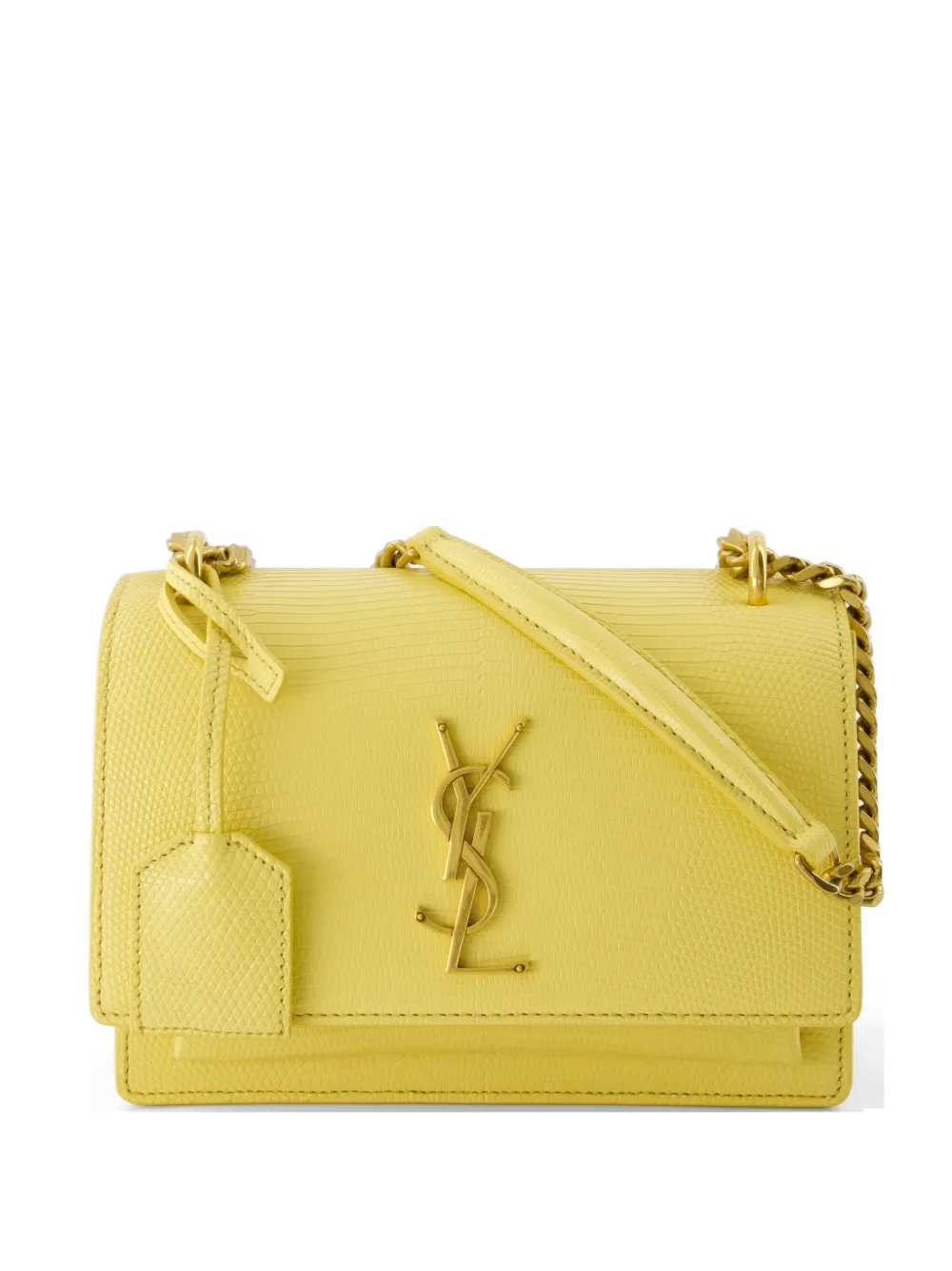 Saint Laurent small Sunset lizard-effect shoulder bag - Yellow