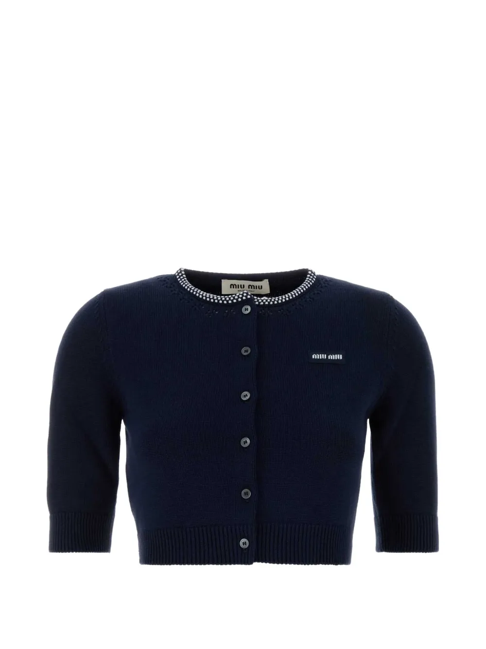 Miu Miu logo-patch cardigan - Blau