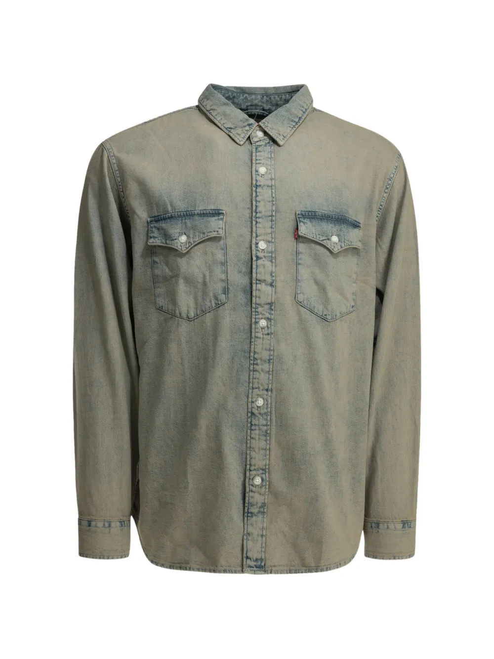 Levi's acid-wash button-down denim shirt Blauw