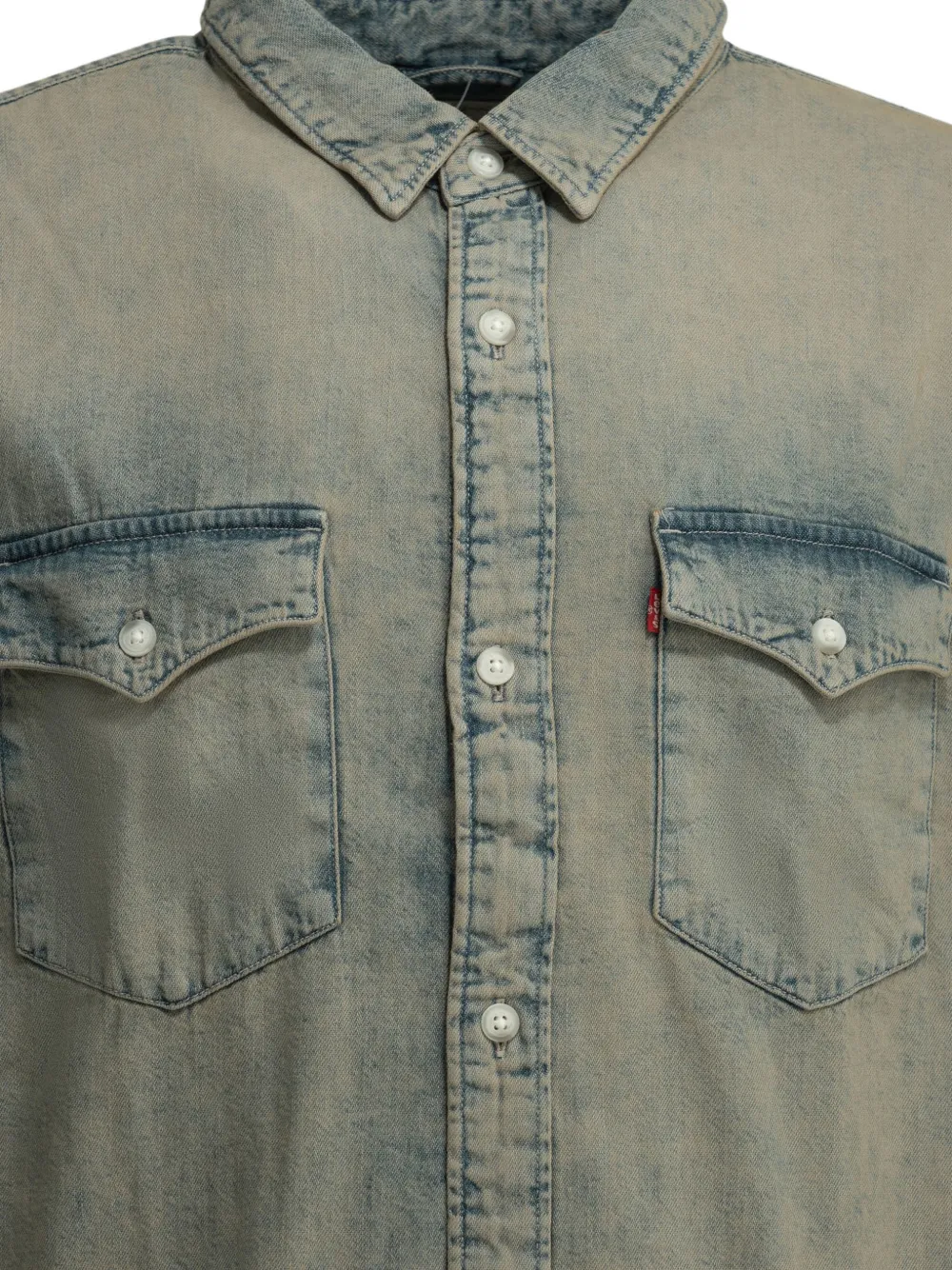 Levi's acid-wash button-down denim shirt Blauw