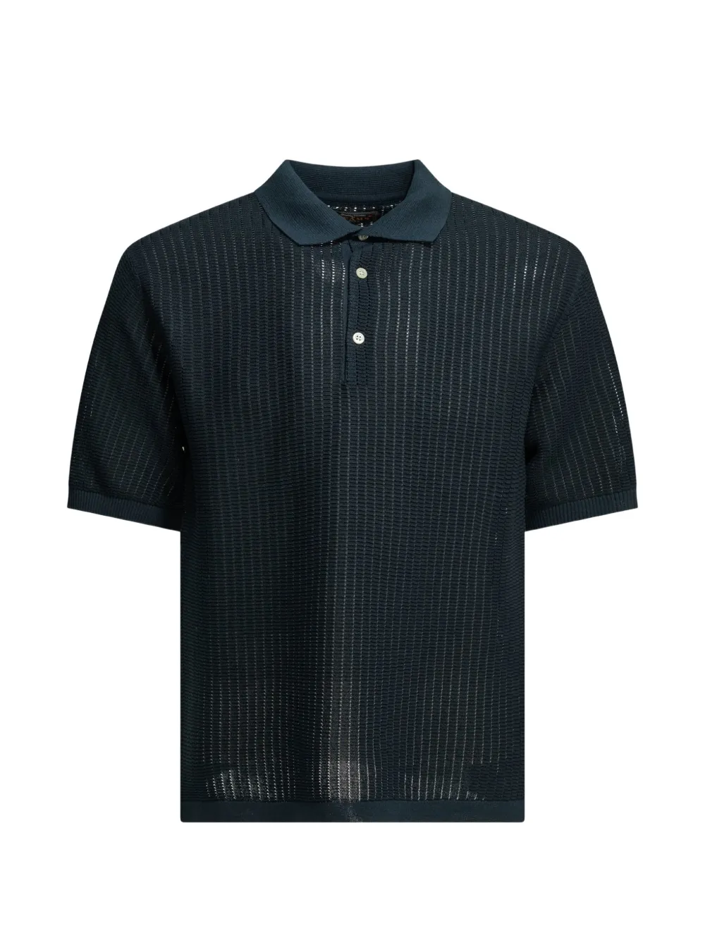BEAMS PLUS open-knit short-sleeve polo shirt - Blau