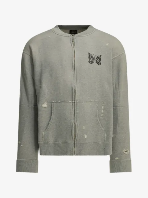 Needles distressed papillon-print sweater