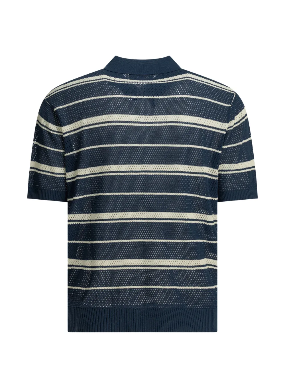 BEAMS PLUS Striped open-knit Polo Shirt | Black | FARFETCH ZA