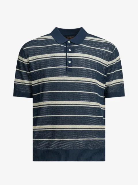 BEAMS PLUS striped open-knit polo shirt