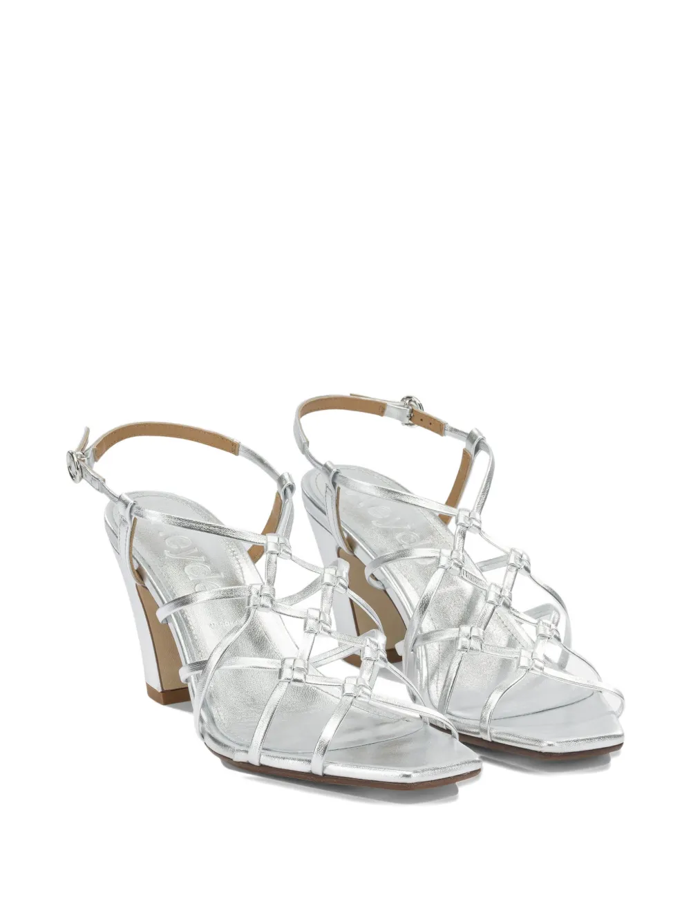 Aeyde Acacia laminated-finish sandals Zilver