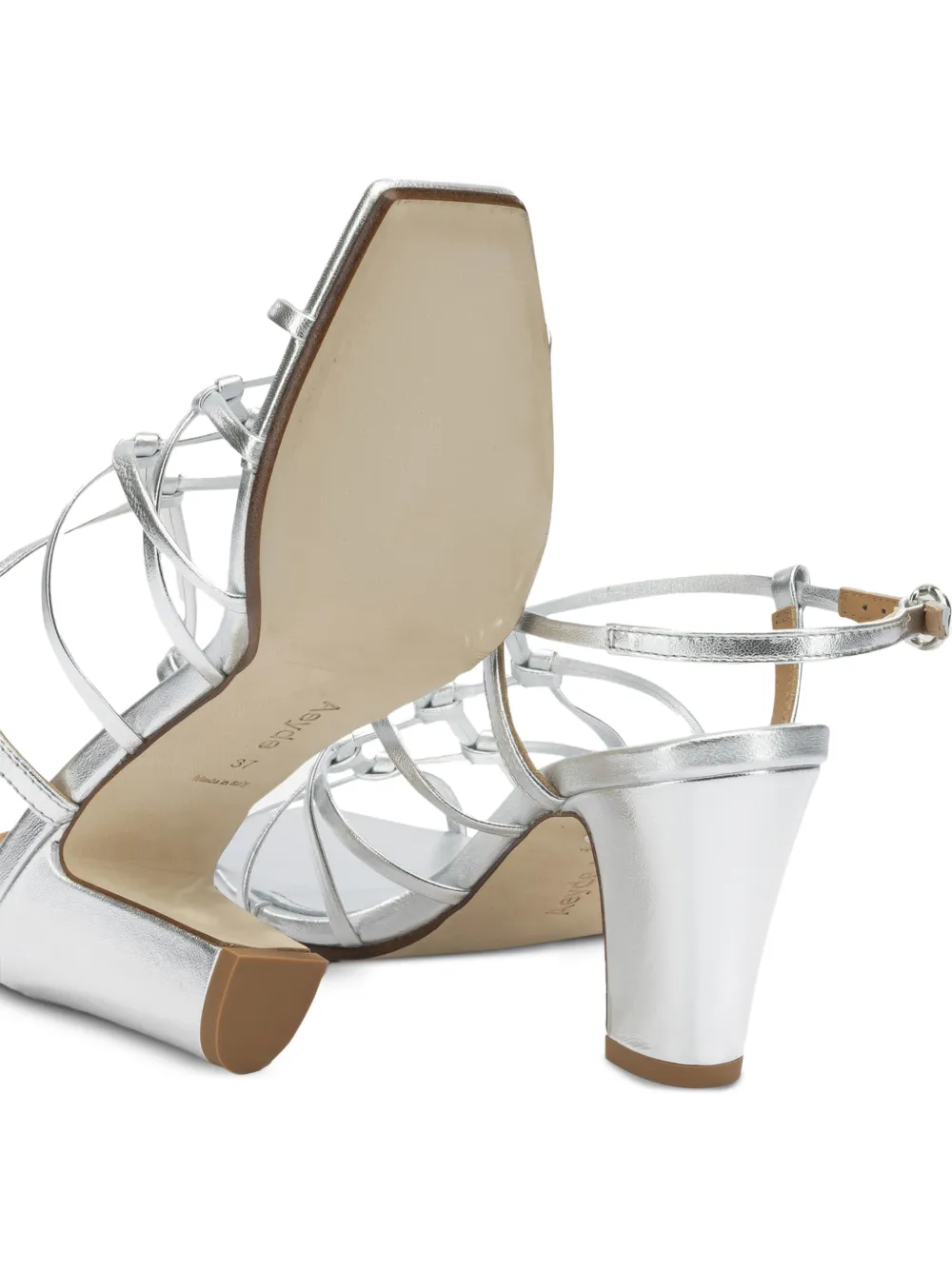 Aeyde Acacia laminated-finish sandals Zilver