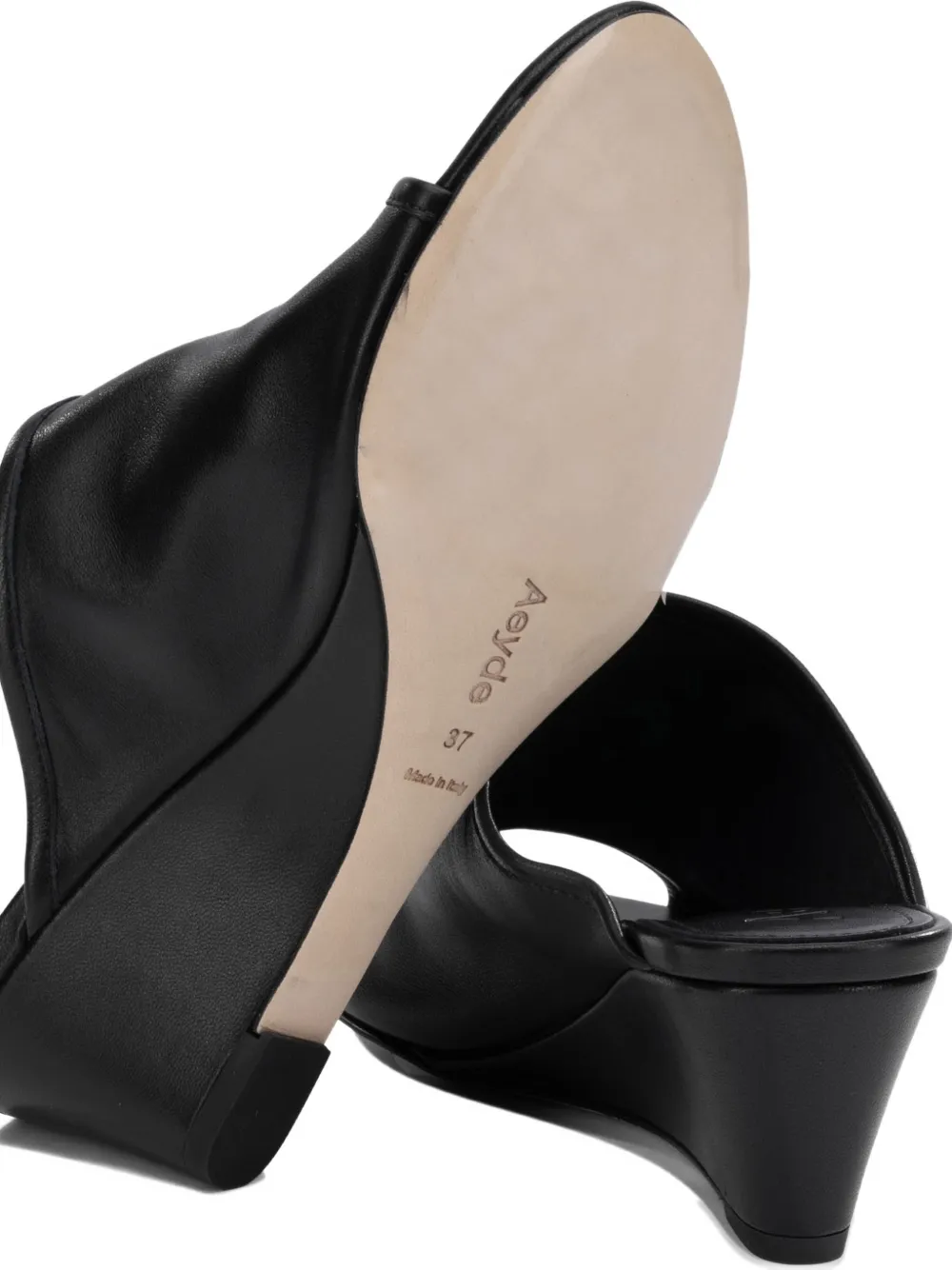 Aeyde Suzanne wedge leather sandals Zwart