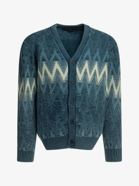 BEAMS PLUS chevron-knit cotton cardigan