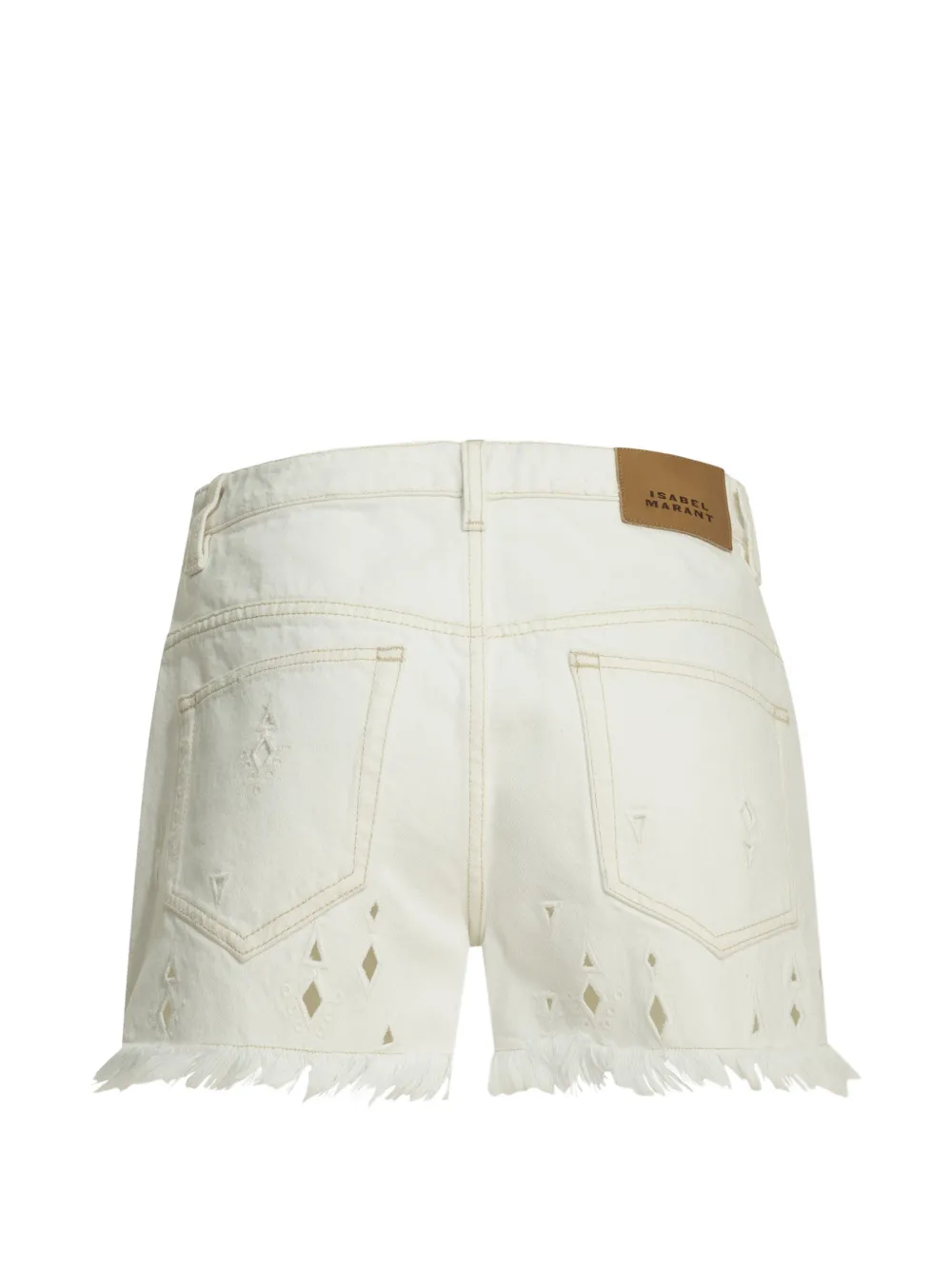 ISABEL MARANT Broderie anglaise shorts met franje Wit
