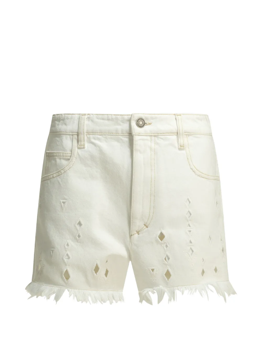 ISABEL MARANT broderie-anglaise frayed-hem shorts - Bianco
