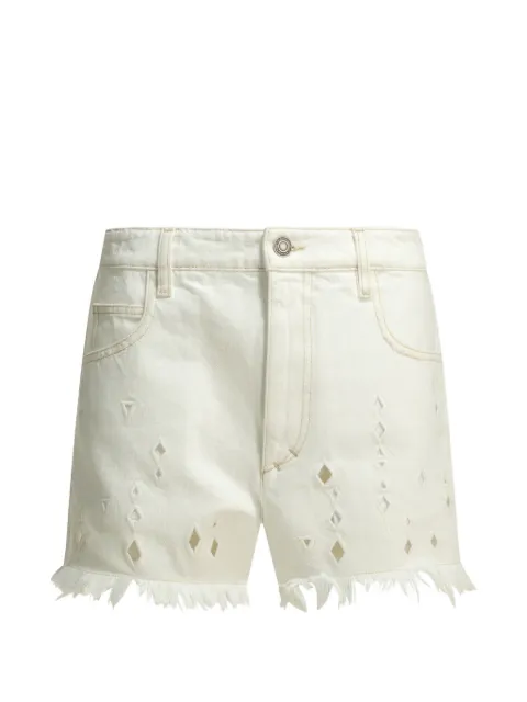 ISABEL MARANT Aecia eyelet-embellished frayed-hem shorts