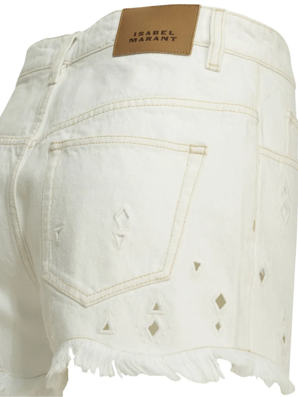 ISABEL MARANT Broderie anglaise shorts met franje Wit