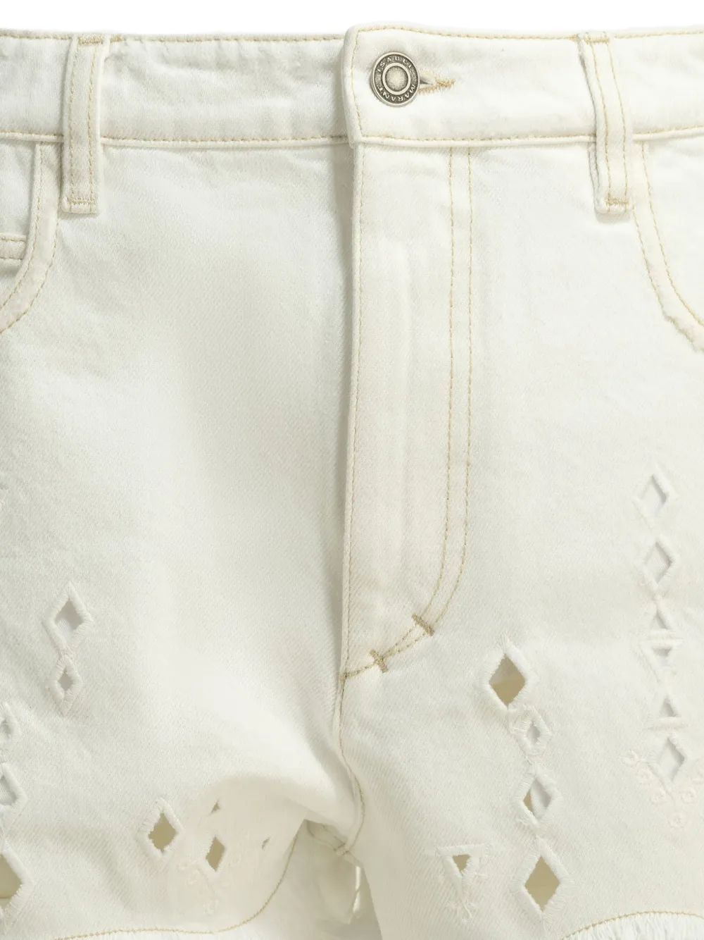 ISABEL MARANT Broderie anglaise shorts met franje Wit