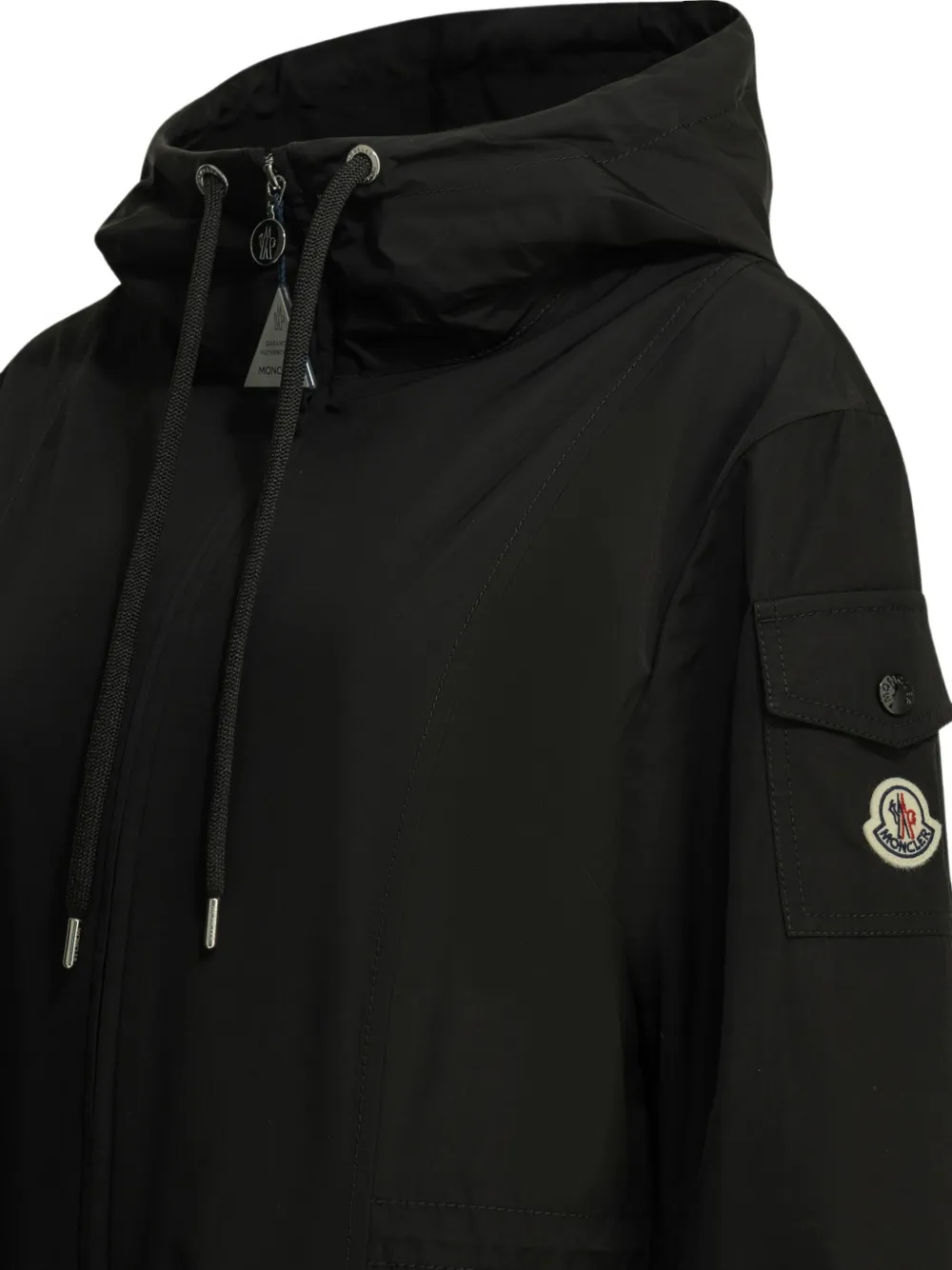 Moncler Laerte jas met trekkoordtaille en capuchon Zwart