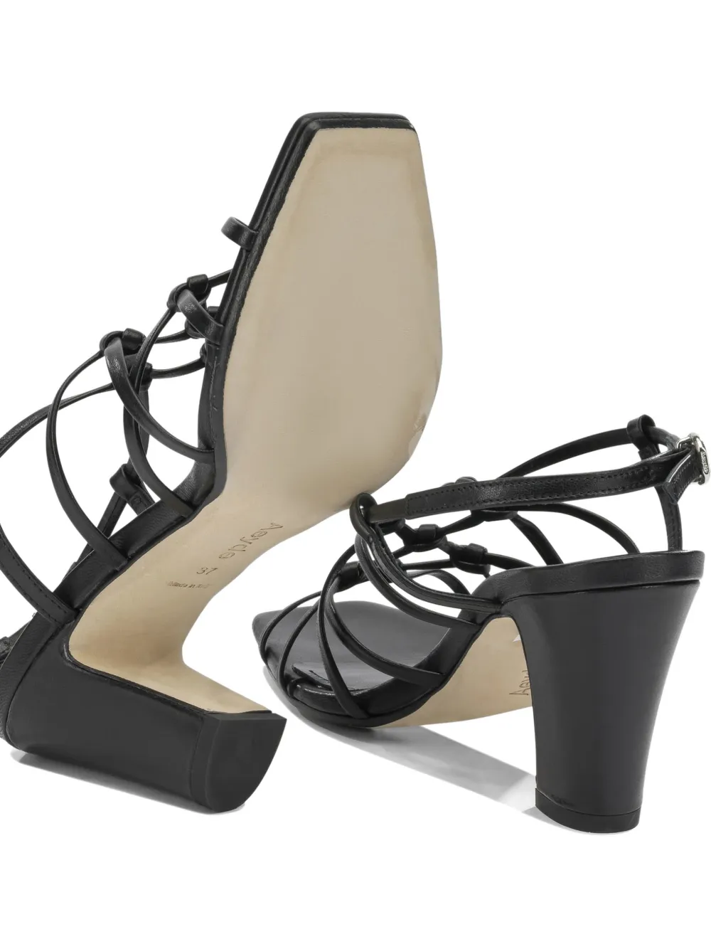 Aeyde Acacia knotted caged sandals Zwart