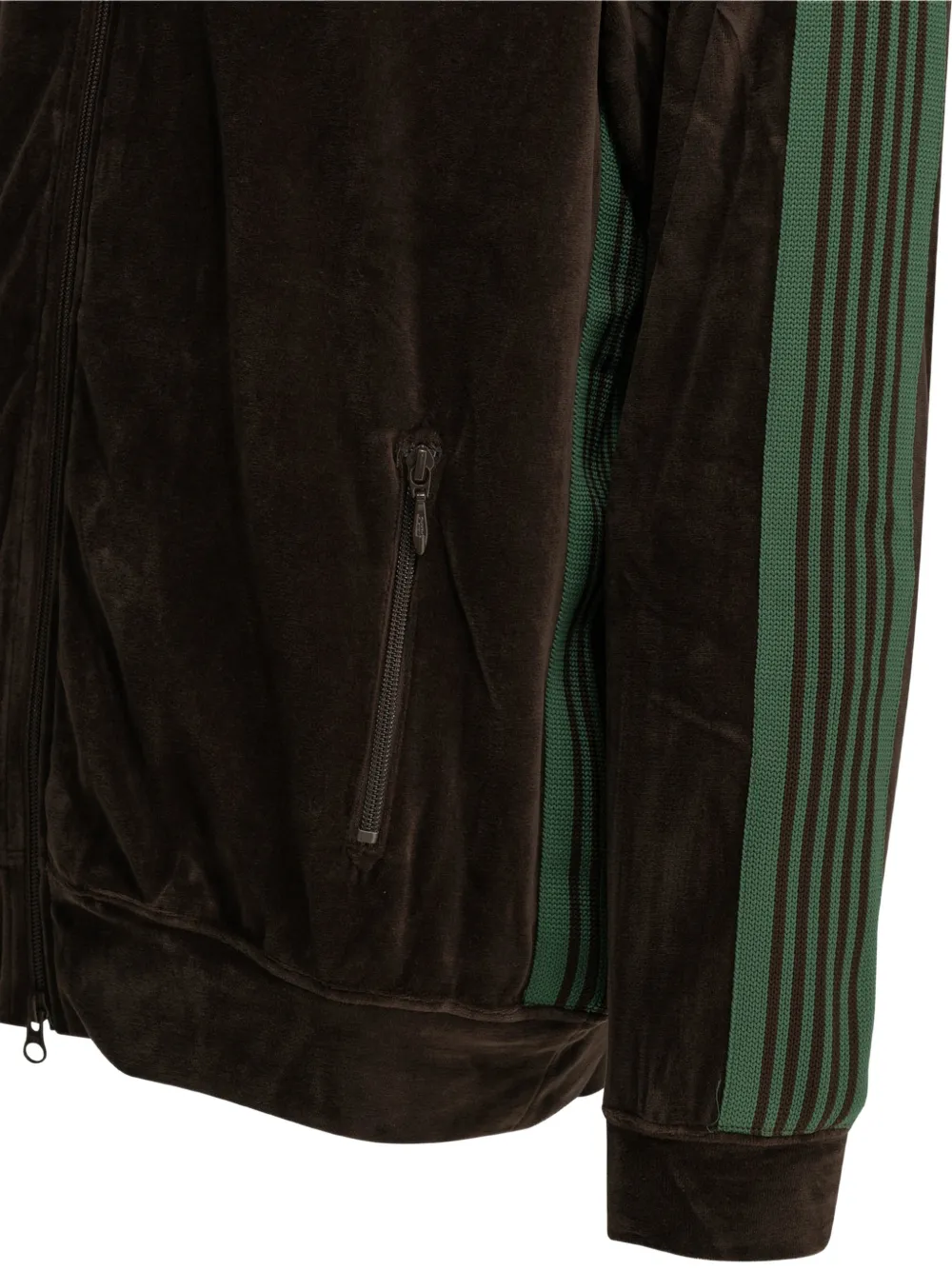 Needles Track katoenen sweater met zijstreep en rits Bruin