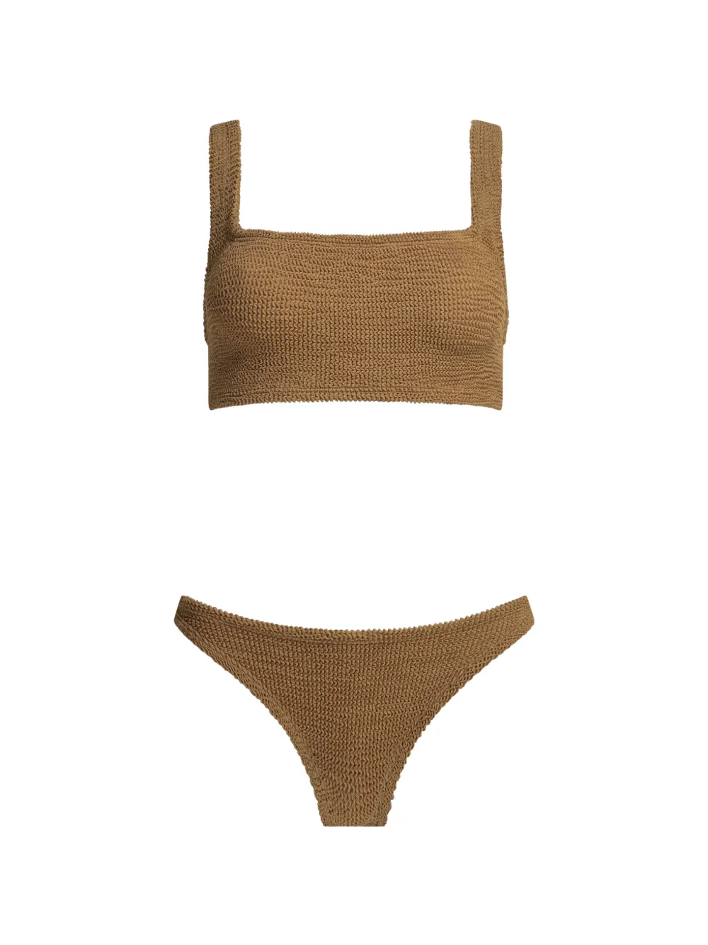 Hunza G Xandra metallic-crinkle bikini - Marrone