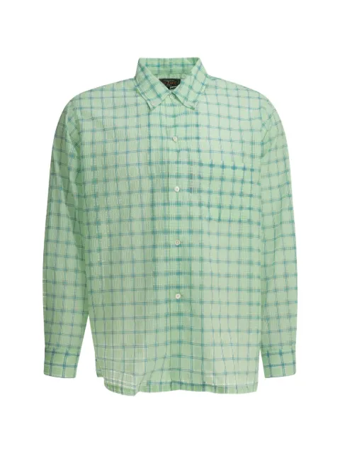 BEAMS PLUS check-pattern seersucker-texture shirt