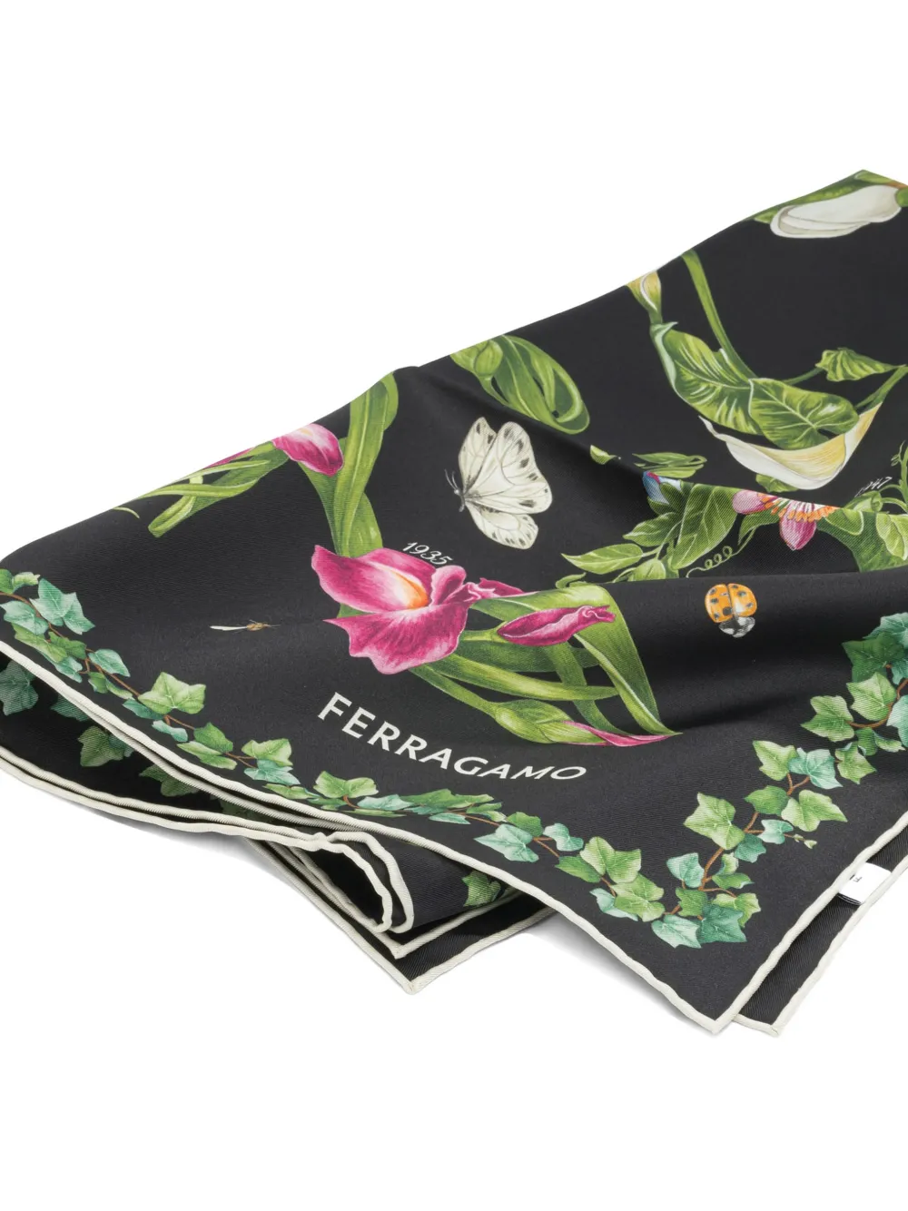 Ferragamo Eden Shoes zijden sjaal met print Zwart