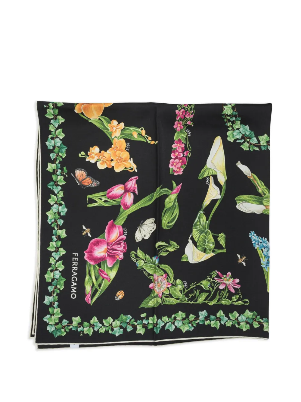 Ferragamo Eden shoes print silk scarf - Black