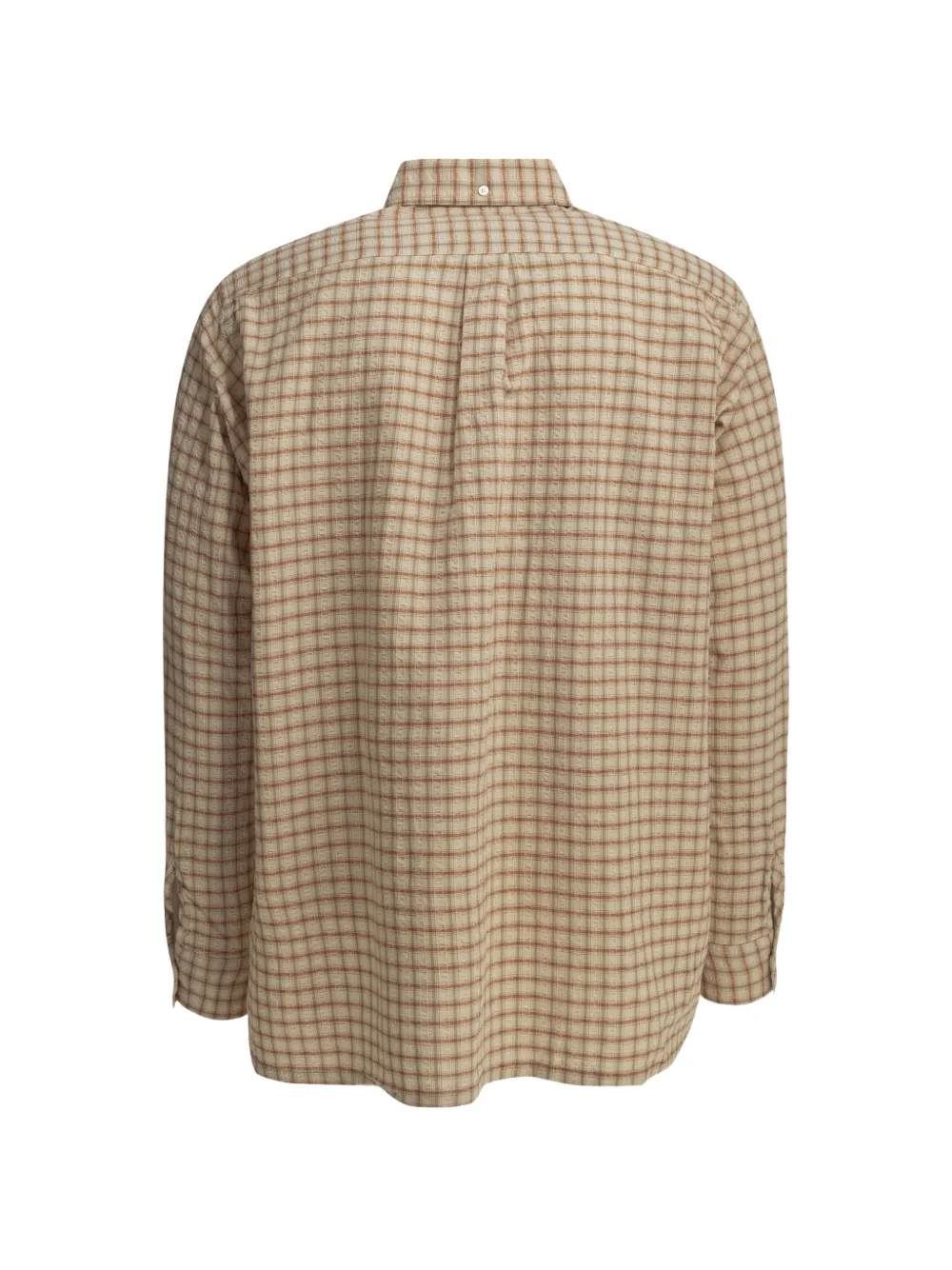 BEAMS PLUS Geruit overhemd met seersucker textuur Beige