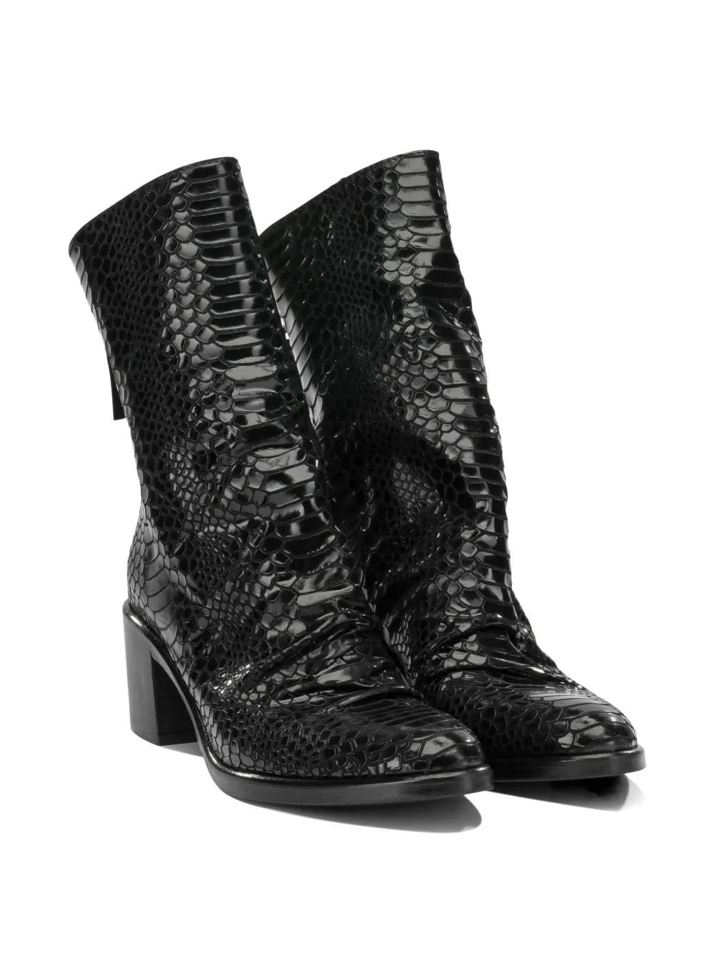 strategia shoes snakeskin-effect leather boots Zwart