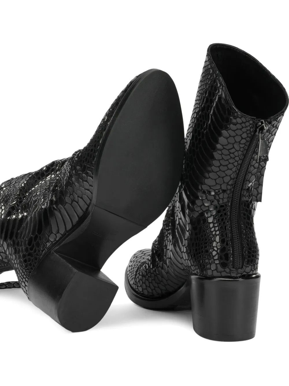 strategia shoes snakeskin-effect leather boots Zwart