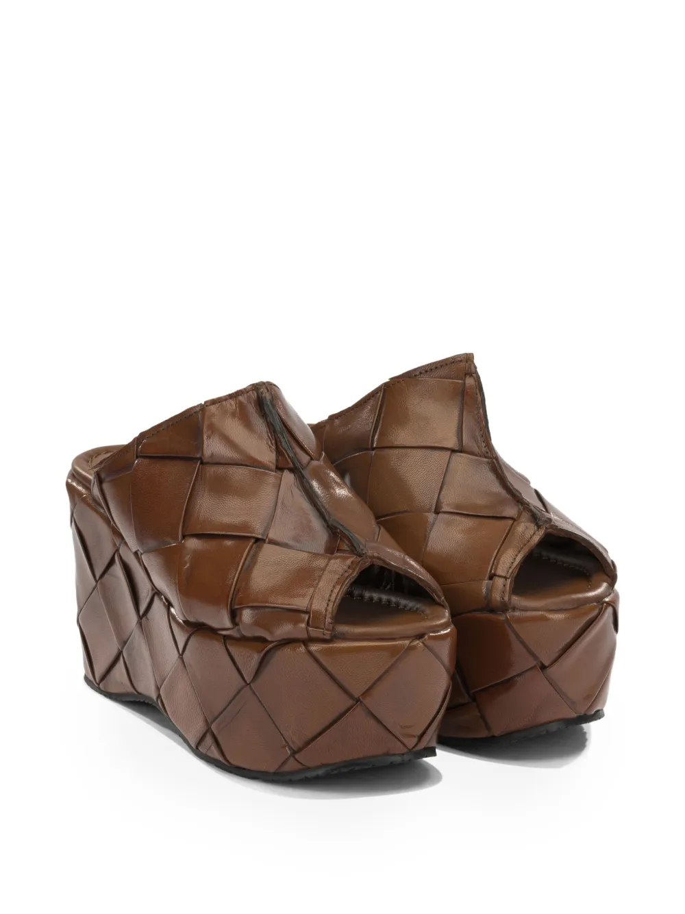 PONS QUINTANA Elisa woven leather platform sandals Bruin