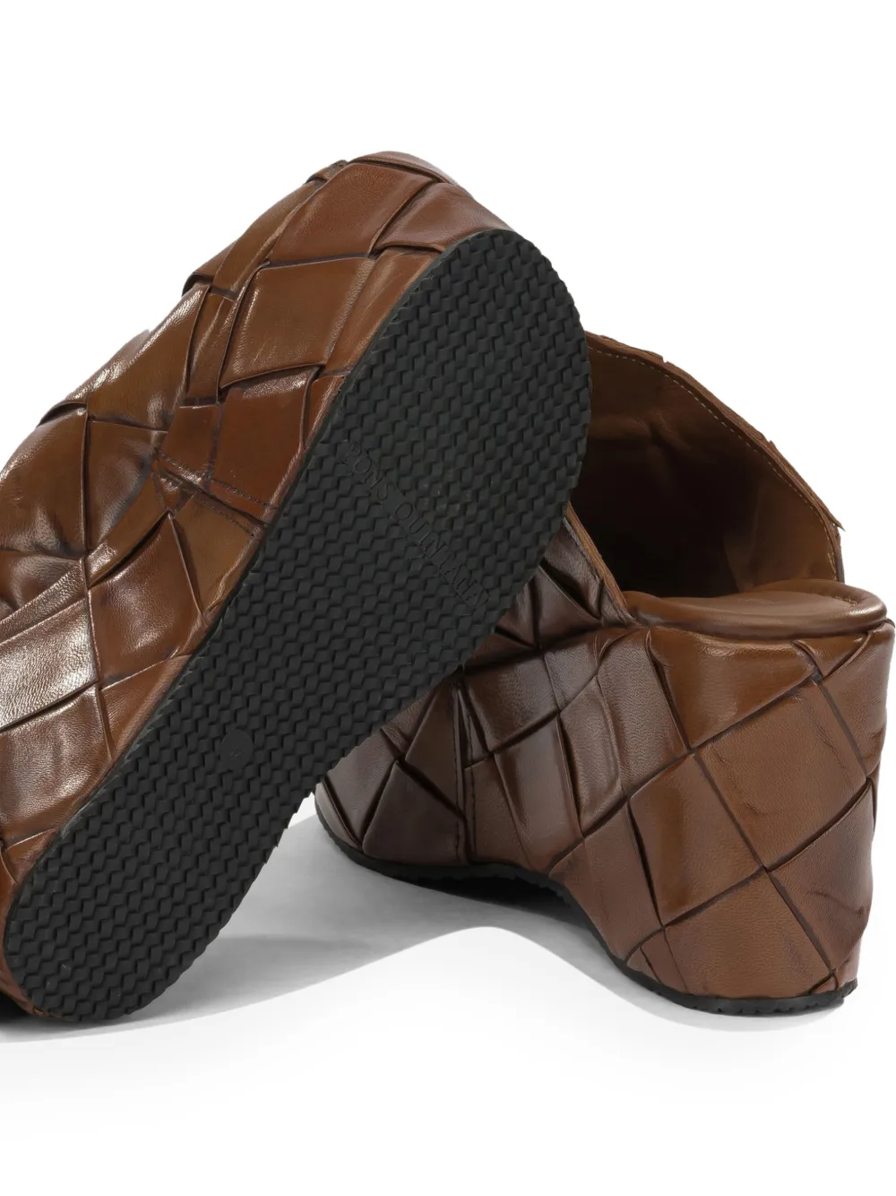 PONS QUINTANA Elisa woven leather platform sandals Bruin