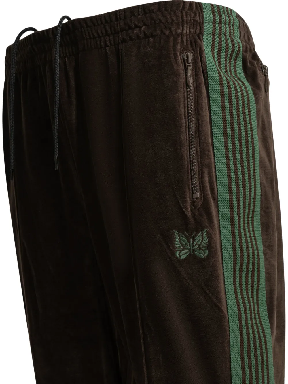 Needles Fluwelen trainingsbroek met logodetail Bruin