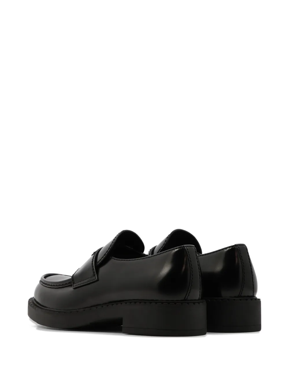 Prada logo-plaque leather loafers Zwart
