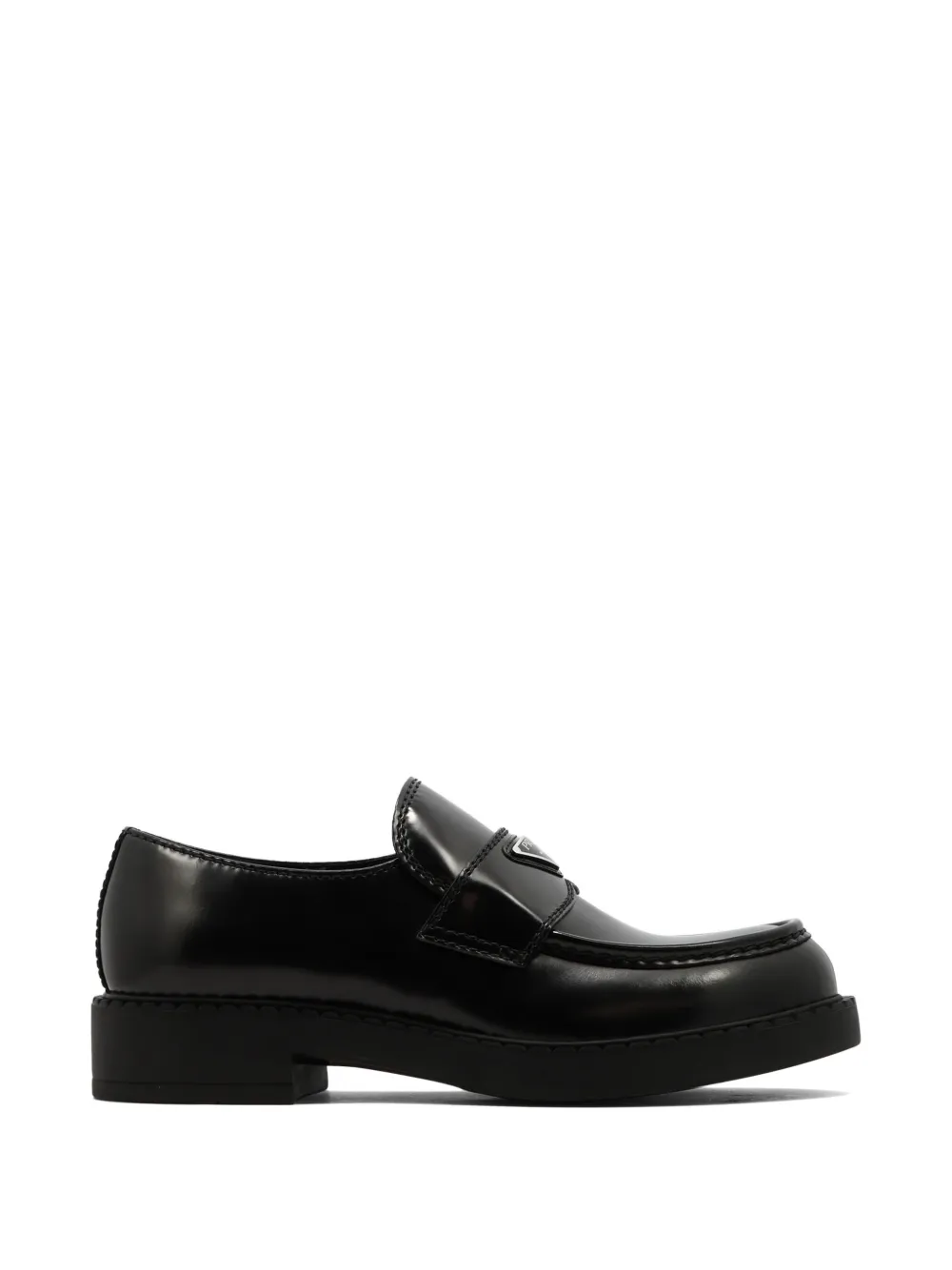 Prada logo-plaque leather loafers - Nero