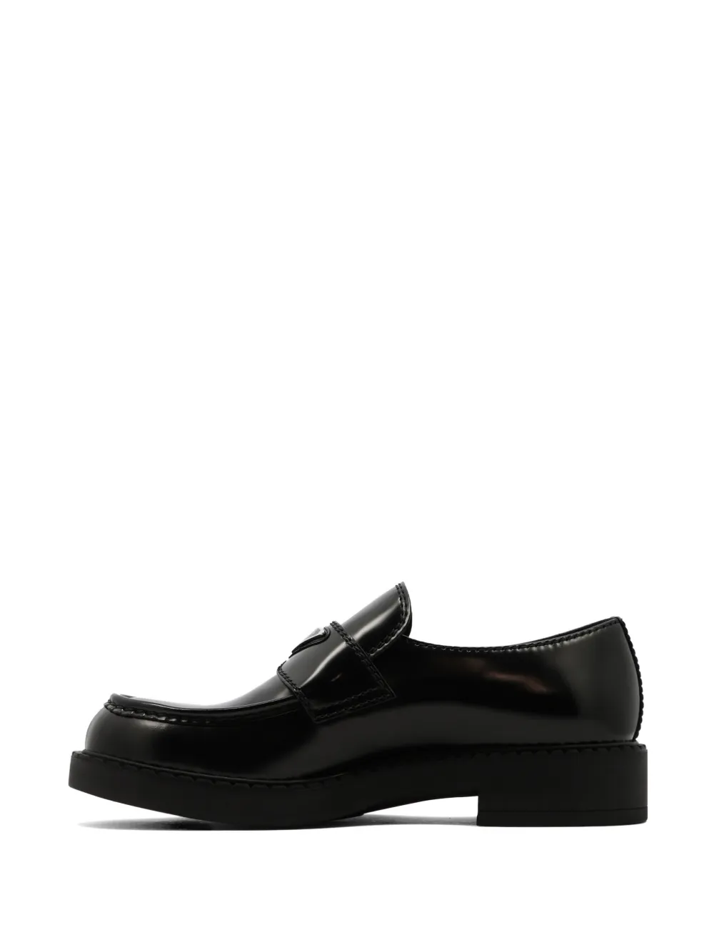 Prada logo-plaque leather loafers Zwart