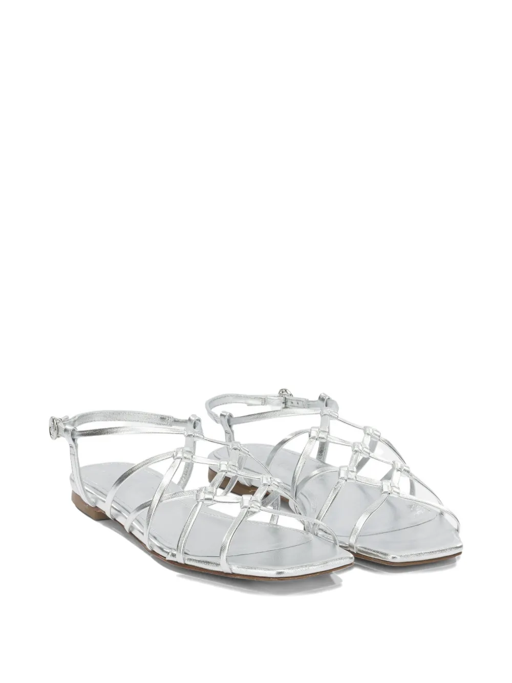 Aeyde Anisa leather flat sandals Zilver