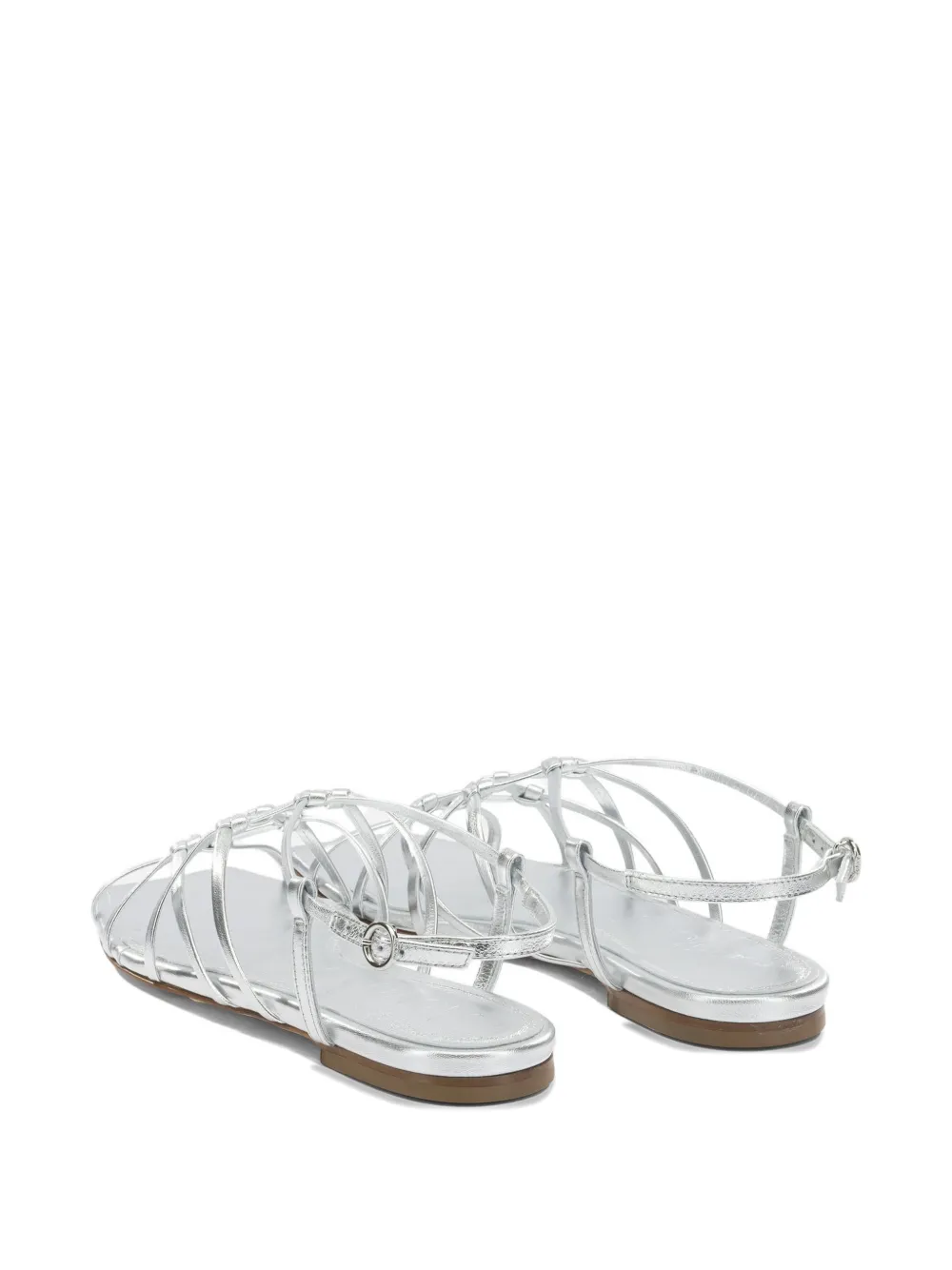 Aeyde Anisa leather flat sandals Zilver