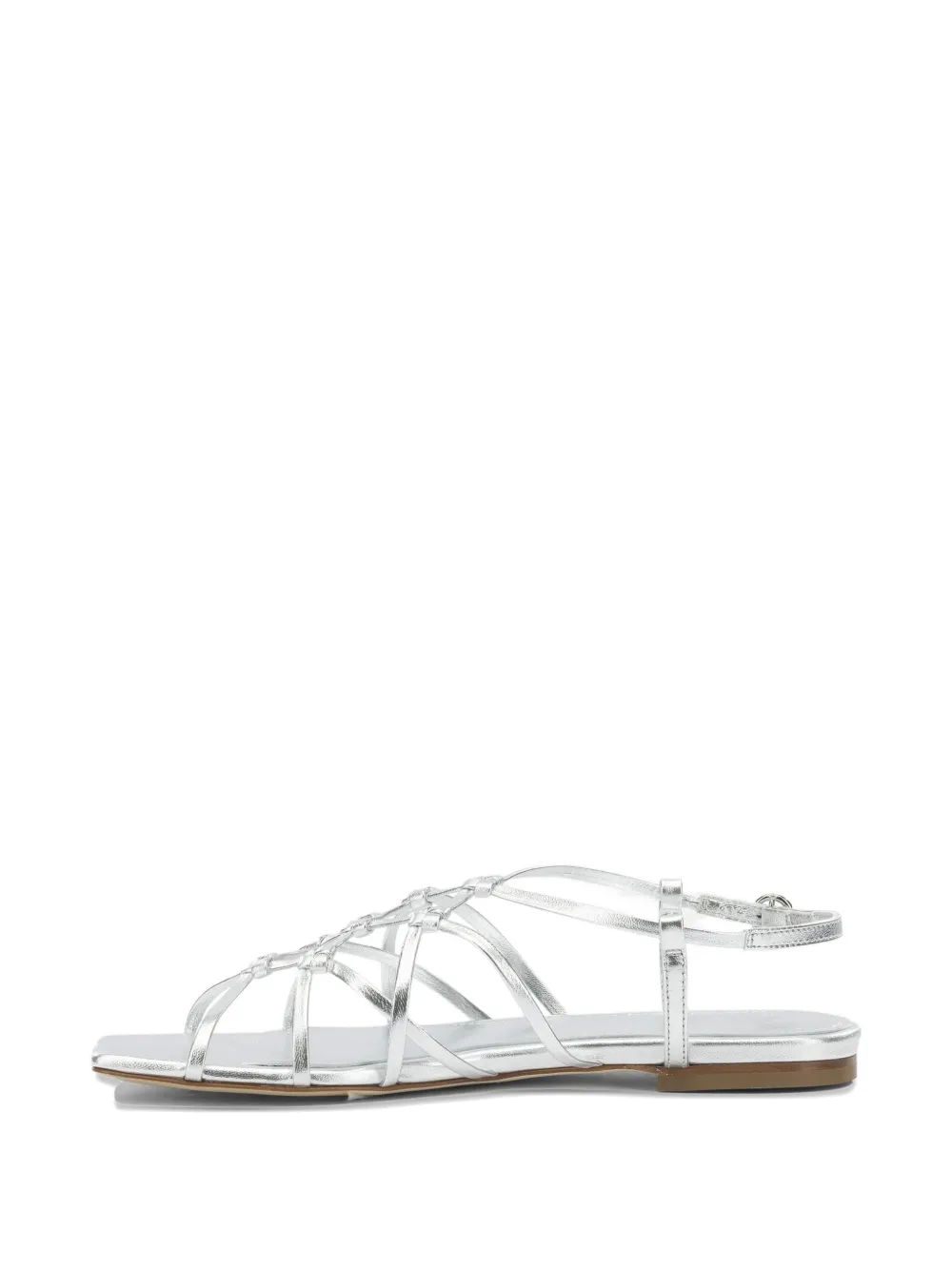 Aeyde Anisa leather flat sandals Zilver