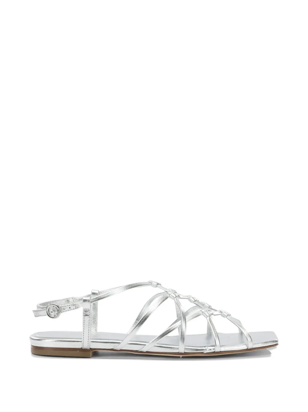 Aeyde Anisa leather flat sandals Zilver