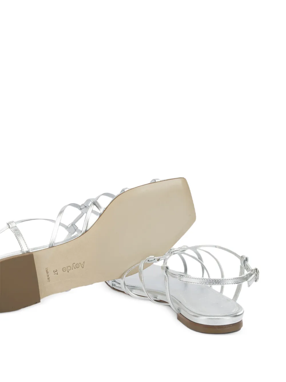 Aeyde Anisa leather flat sandals Zilver
