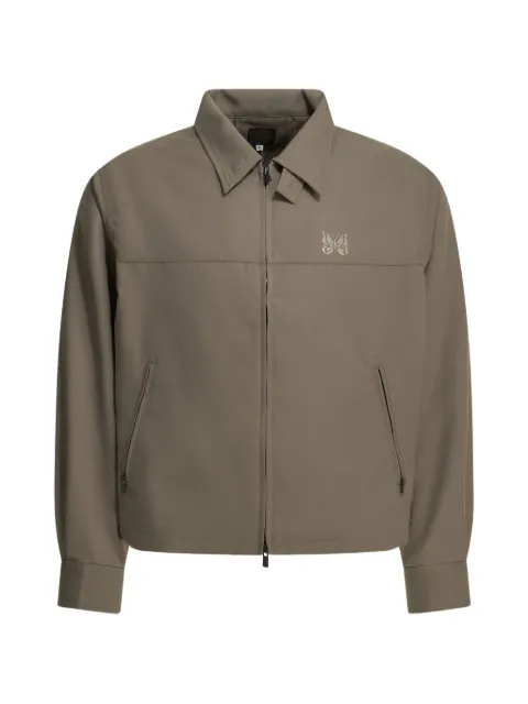 Needles butterfly-embroidered zip-up jacket