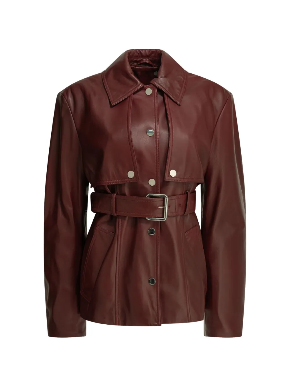 Max Mara x Sportmax belted leather jacket - Rosso