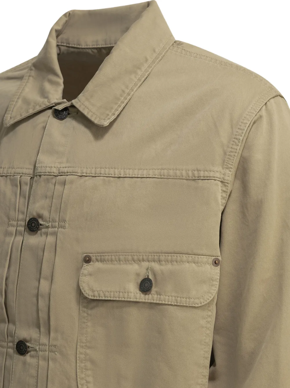 BEAMS PLUS Denim jack met geplooid detail Beige